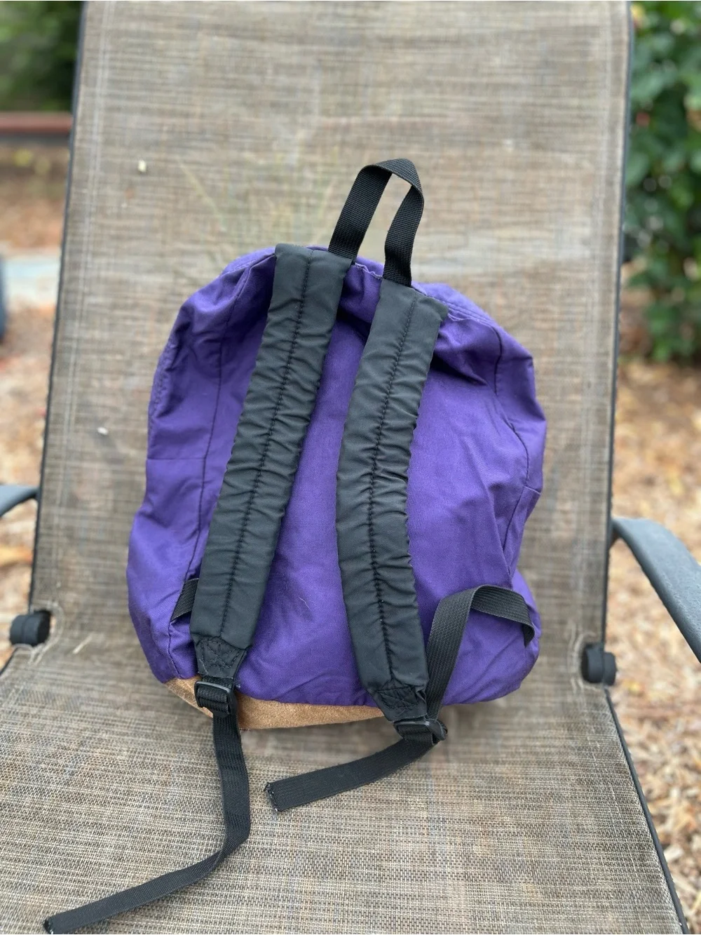 JanSport Purple Backpack with Tan Suede Base